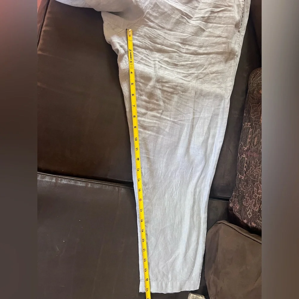 Eileen Fisher Light Gray Linen-Blend Casual Chinos - Picture 5 of 5